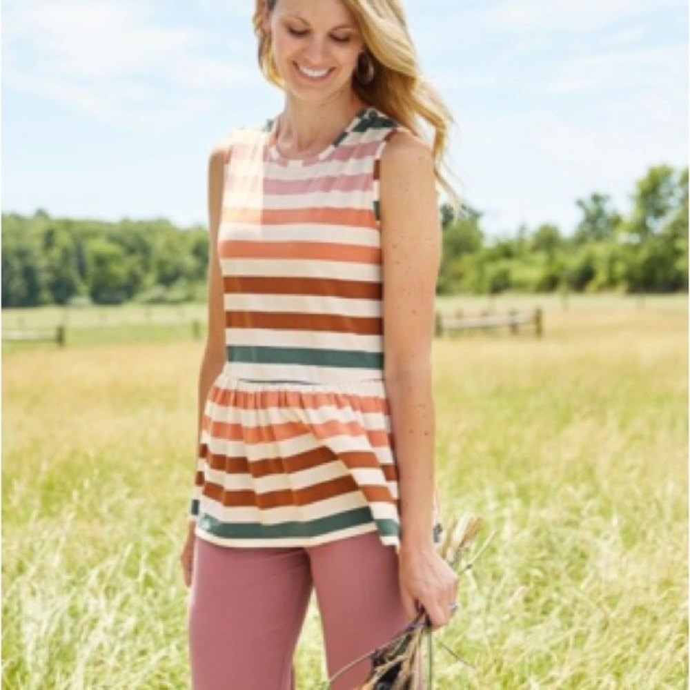 Matilda Jane Darling Day Striped Peplum Tank L